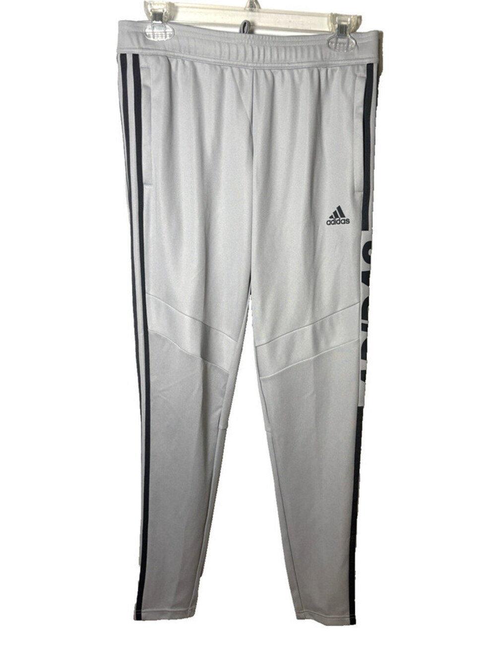 Adidas Tiro Track Pants Gray Black Stripe Athletic Joggers Size Small